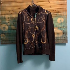 Ralph Lauren Equestrian Themed Zip-up Sweater